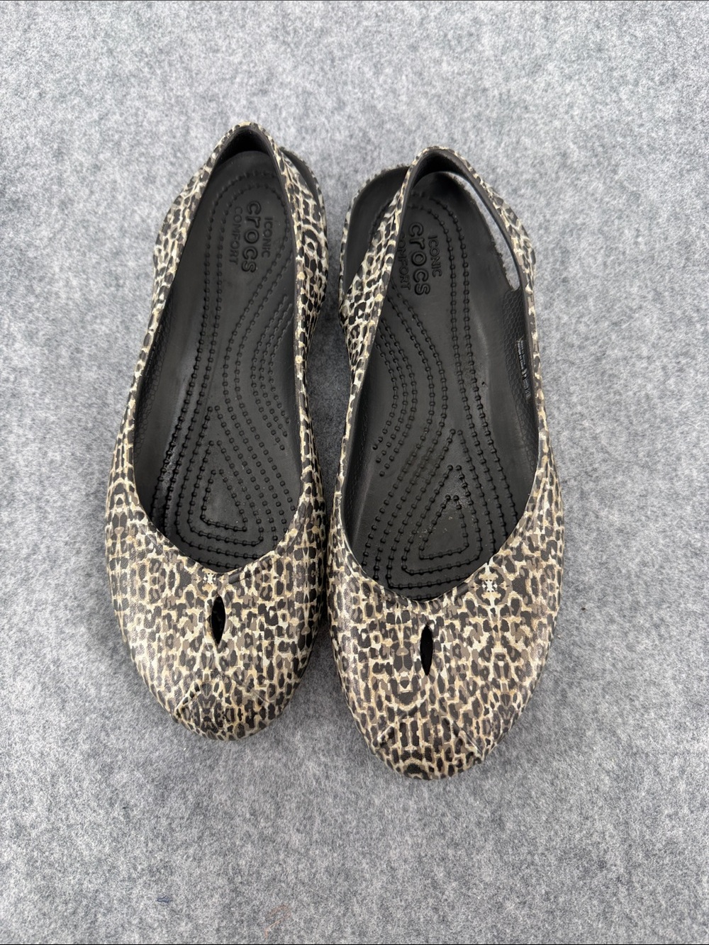 Crocs Olivia Flats Cheetah Ballet Slip-On Slingback Shoes Animal Print 8
